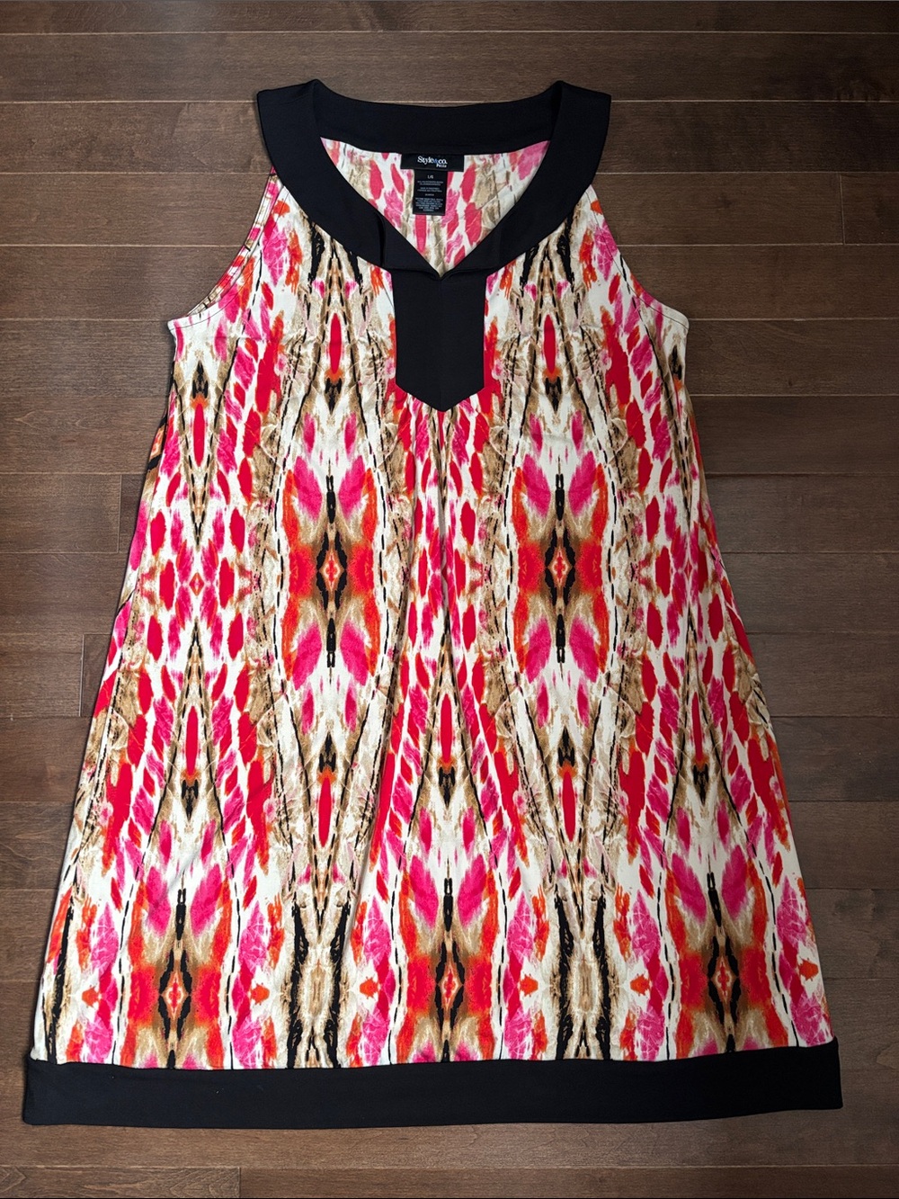 Style & Co. Pink Sleeveless Dress with Black Trim